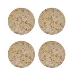 Coasters^Scandi Living Ridge glass coasters Ø10 cm 4-pack, Marble Brown