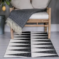 Clearance Scandi Living Rime rug black, 70x200 cm BlackWhite