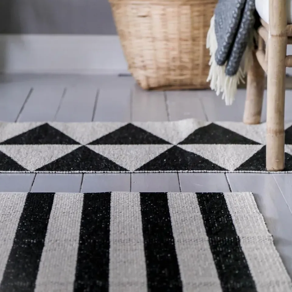 Rug Runners|Rugs For Outdoors^Scandi Living Rime rug black, 70x250 cm BlackWhite