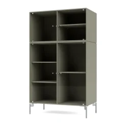 Online Montana Ripple III display cabinet 69.6x117.6x38 cm, Fennel-legs chrome Grey
