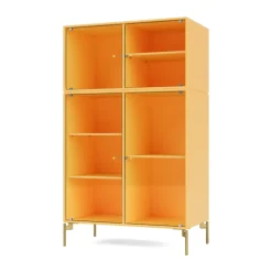 Best Montana Ripple III display cabinet 69.6x117.6x38 cm, Acacia-legs brass Yellow