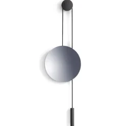 Round Mirrors|Wall Mirrors^New Works Rise and Shine mirror, Burned oak-steel weight Brown