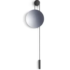 Round Mirrors|Wall Mirrors^New Works Rise and Shine mirror, Burned oak-steel weight Brown