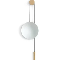 Round Mirrors|Wall Mirrors^New Works Rise and Shine mirror, Natural oak-brass weight Beige