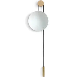 Round Mirrors|Wall Mirrors^New Works Rise and Shine mirror, Natural oak-brass weight Beige