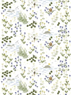Fabric By The Metre^Arvidssons Textil Rönnerdahl fabric, Off white-green WhiteGreen