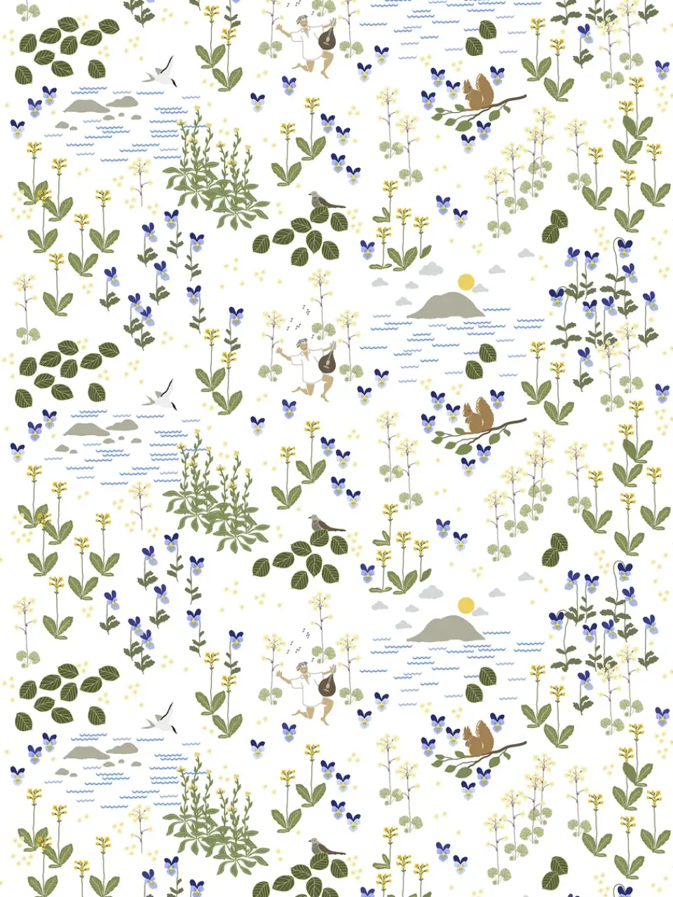 Fabric By The Metre^Arvidssons Textil Rönnerdahl fabric, Off white-green WhiteGreen