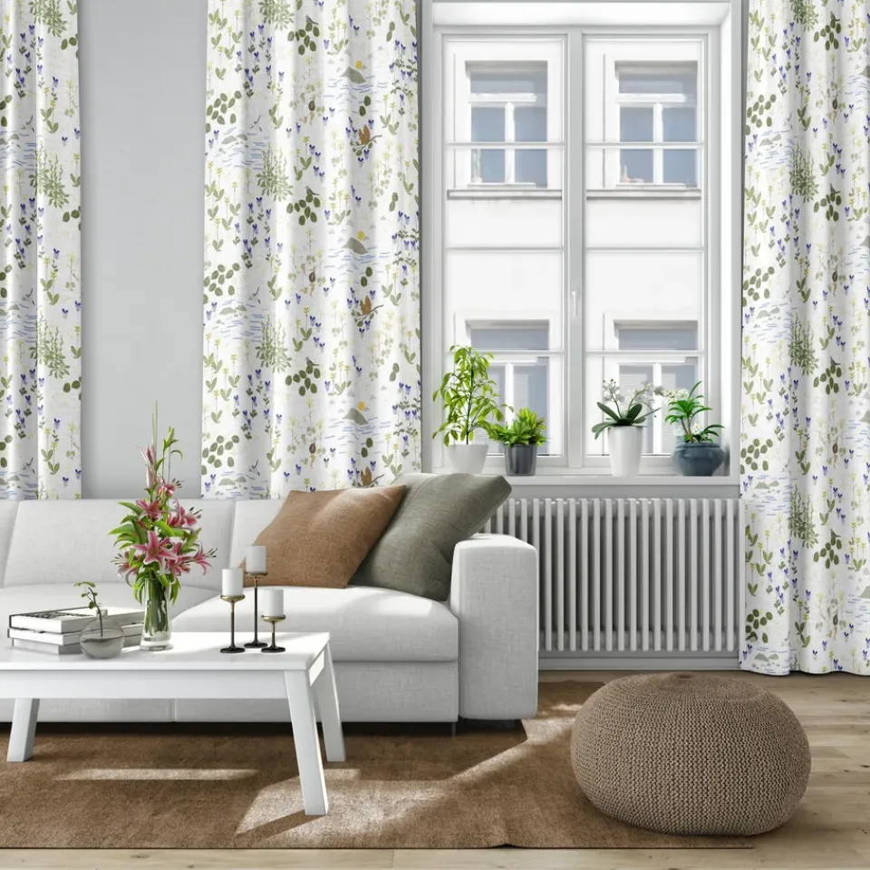 Fabric By The Metre^Arvidssons Textil Rönnerdahl fabric, Off white-green WhiteGreen