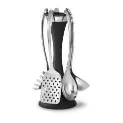 Spoons, Scoops & Ladles^Robert Welch Signature kitchen utensil rack 6 piece set, Black Silver-coloured