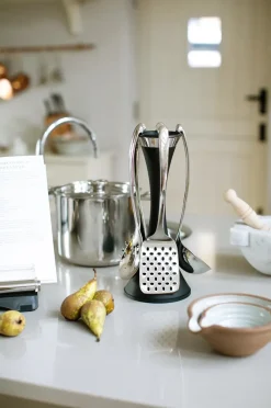 Spoons, Scoops & Ladles^Robert Welch Signature kitchen utensil rack 6 piece set, Black Silver-coloured