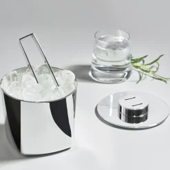 Zone Denmark Rocks ice bucket with pliers, smooth Silver-coloured