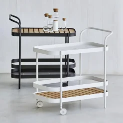 Table For Outdoor Use^Cane-line Roll serving trolley, Lava , incl. teak tabletop Grey