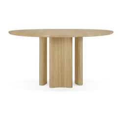 Clearance Ethnicraft Roller Max mat table, Oak, Ø150 cm Beige