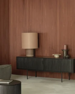 Clearance Ethnicraft Roller Max TV unit, Lacquered teak--2 doors Black