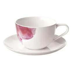 Clearance Villeroy & Boch Rose Garden cup with saucer, White