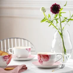 Teacups^Villeroy & Boch Rose Garden tea cup, White WhitePink