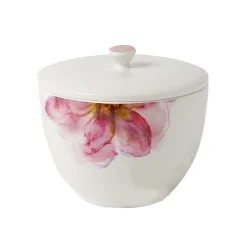 Storage Jars^Villeroy & Boch Rose Garden tea jar with lid Ø13.5 cm, White WhitePink