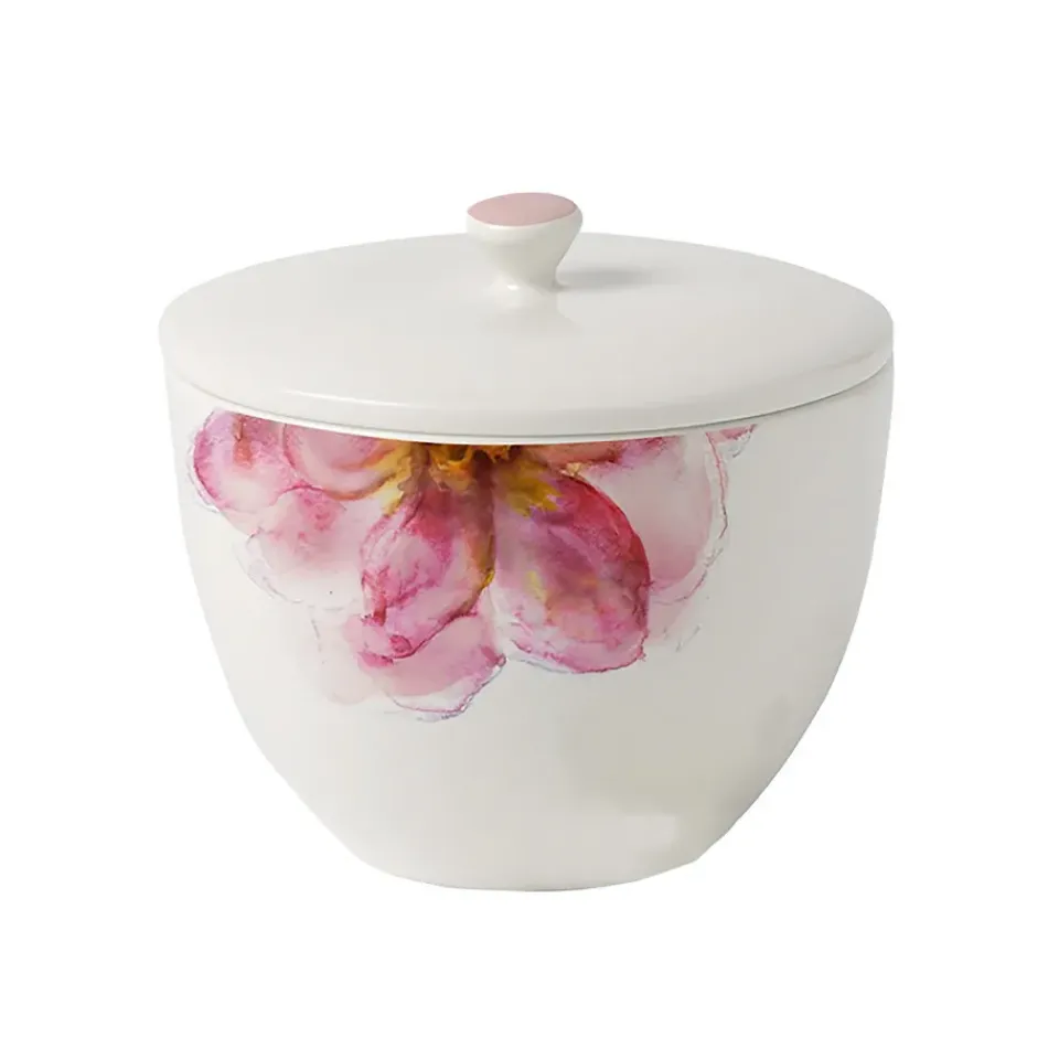 Storage Jars^Villeroy & Boch Rose Garden tea jar with lid Ø13.5 cm, White WhitePink