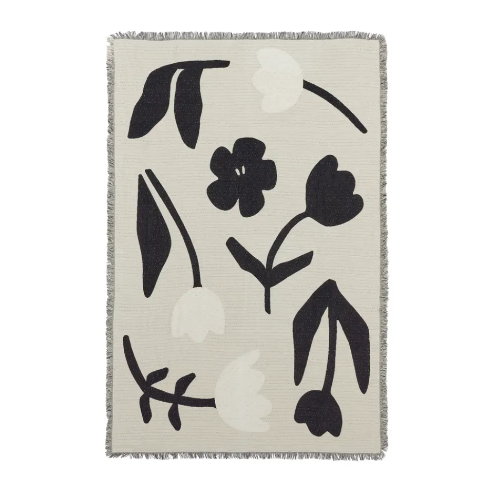 Cotton Blankets & Throws^Broste Copenhagen Rosita throw 130x180 cm, -off white. Black