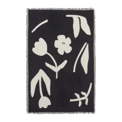 Cotton Blankets & Throws^Broste Copenhagen Rosita throw 130x180 cm, -off white. Black