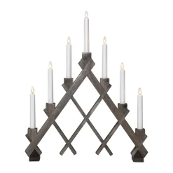 Advent Lights^Star Trading Rut 7 wooden candle holder 43 cm, Brown