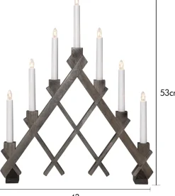 Advent Lights^Star Trading Rut 7 wooden candle holder 43 cm, Brown