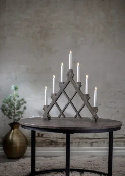 Advent Lights^Star Trading Rut 7 wooden candle holder 43 cm, Brown