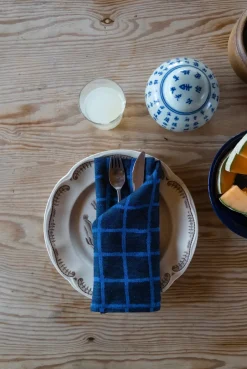 Linen & Cotton Napkins^Fine Little Day Rutig jacquardvävd servett 2-pack, Blue-black BlueBlack