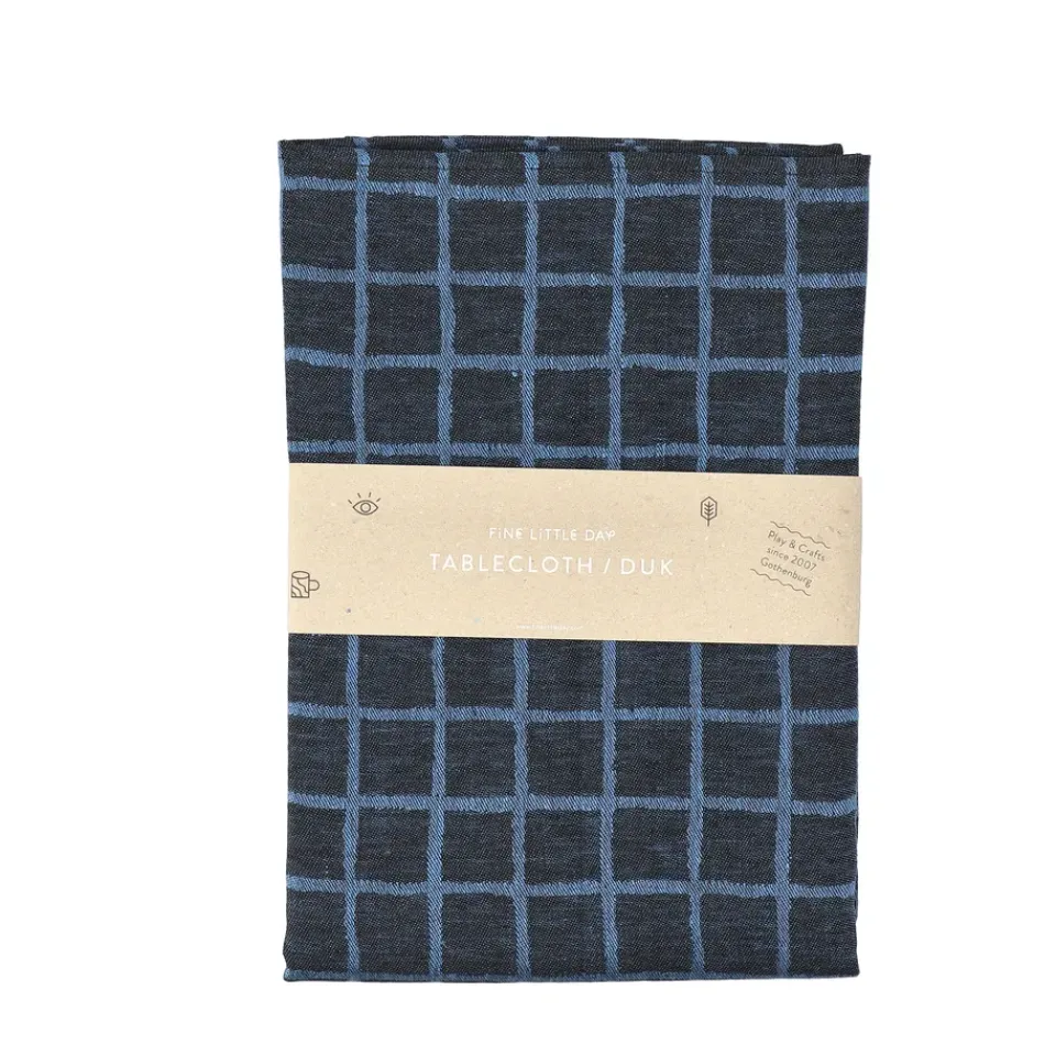 Sale Fine Little Day Rutig jacquard-woven table cloth 147x147 cm, Blue-black BlueBlack