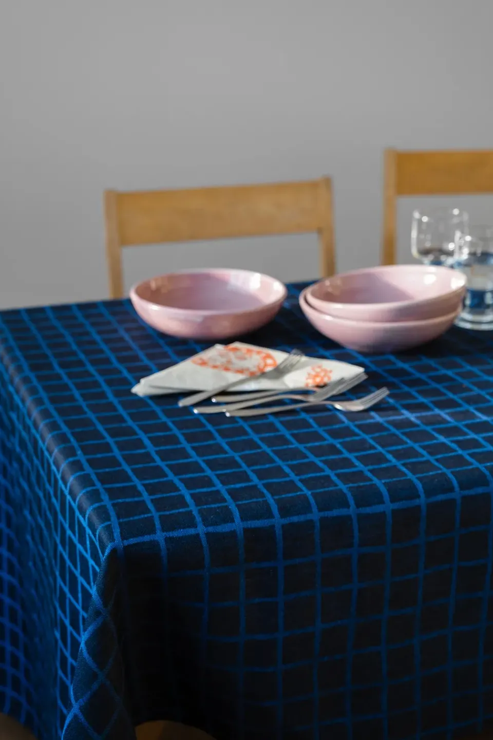 Sale Fine Little Day Rutig jacquard-woven table cloth 147x147 cm, Blue-black BlueBlack