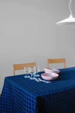 Sale Fine Little Day Rutig jacquard-woven table cloth 147x147 cm, Blue-black BlueBlack