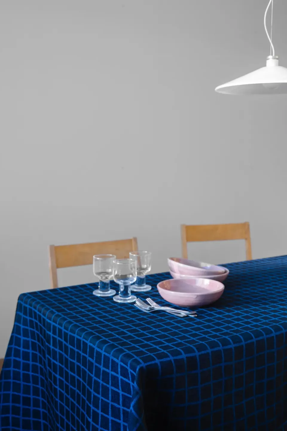 Sale Fine Little Day Rutig jacquard-woven table cloth 147x147 cm, Blue-black BlueBlack