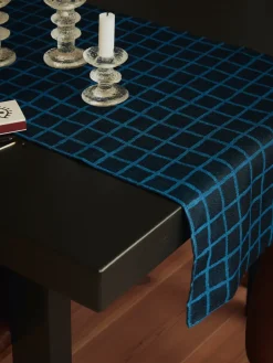 Discount Fine Little Day Rutig jacquard-woven table runner 45x150 cm, Blue-black BlueBlack