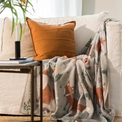 Ekelund Linneväveri Rävar cotton throw 140x170 cm, Multi