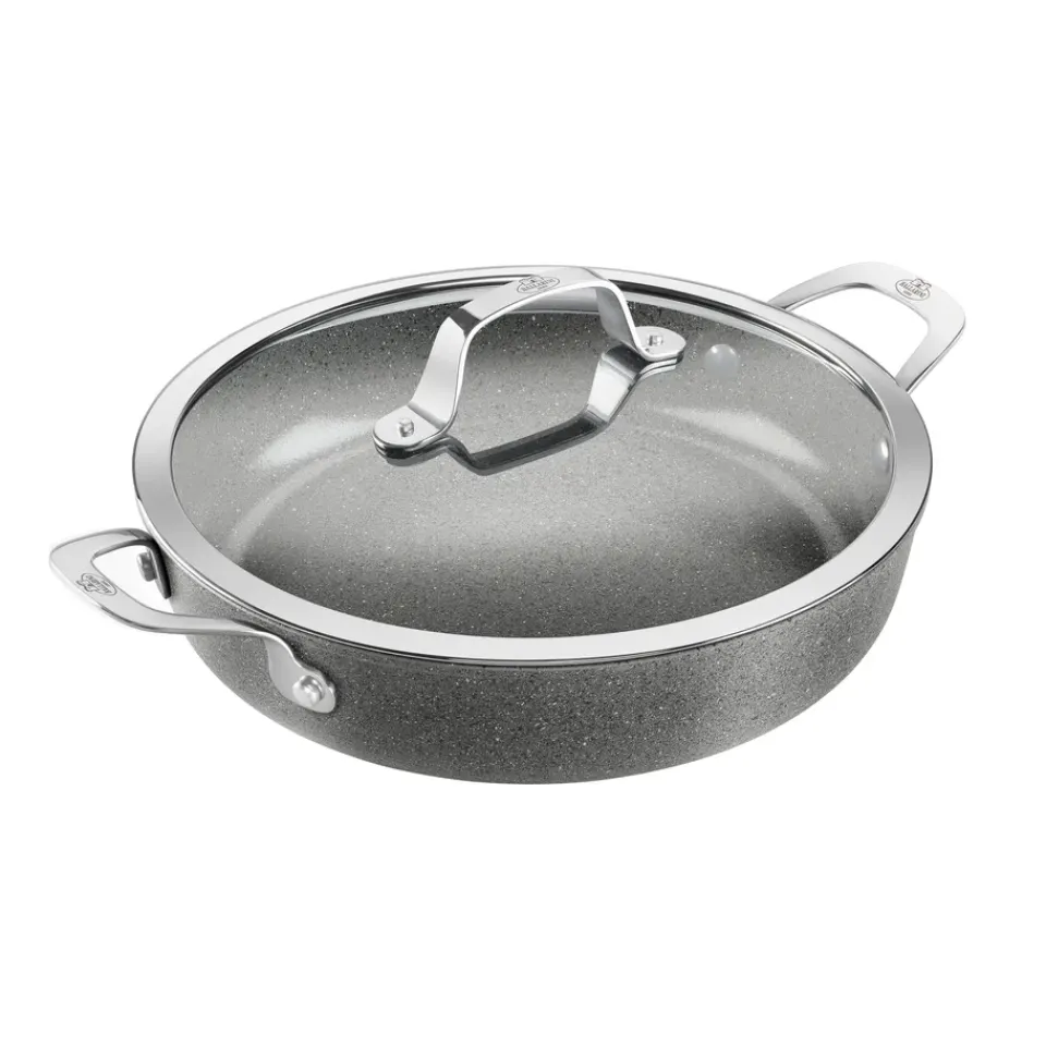 Saucier & Sauté Pans^Ballarini Salina Ceramic Granite serving pan with glass lid, 28 cm Grey