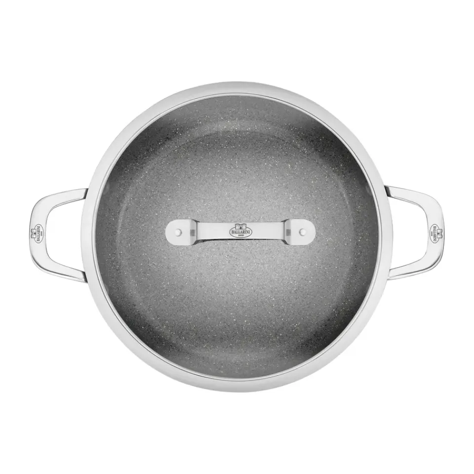 Saucier & Sauté Pans^Ballarini Salina Ceramic Granite serving pan with glass lid, 28 cm Grey