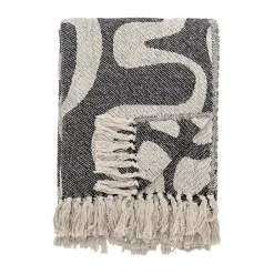Online Bloomingville Salobre throw cotton 160x130 cm, Black