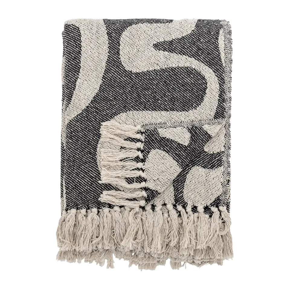 Online Bloomingville Salobre throw cotton 160x130 cm, Black