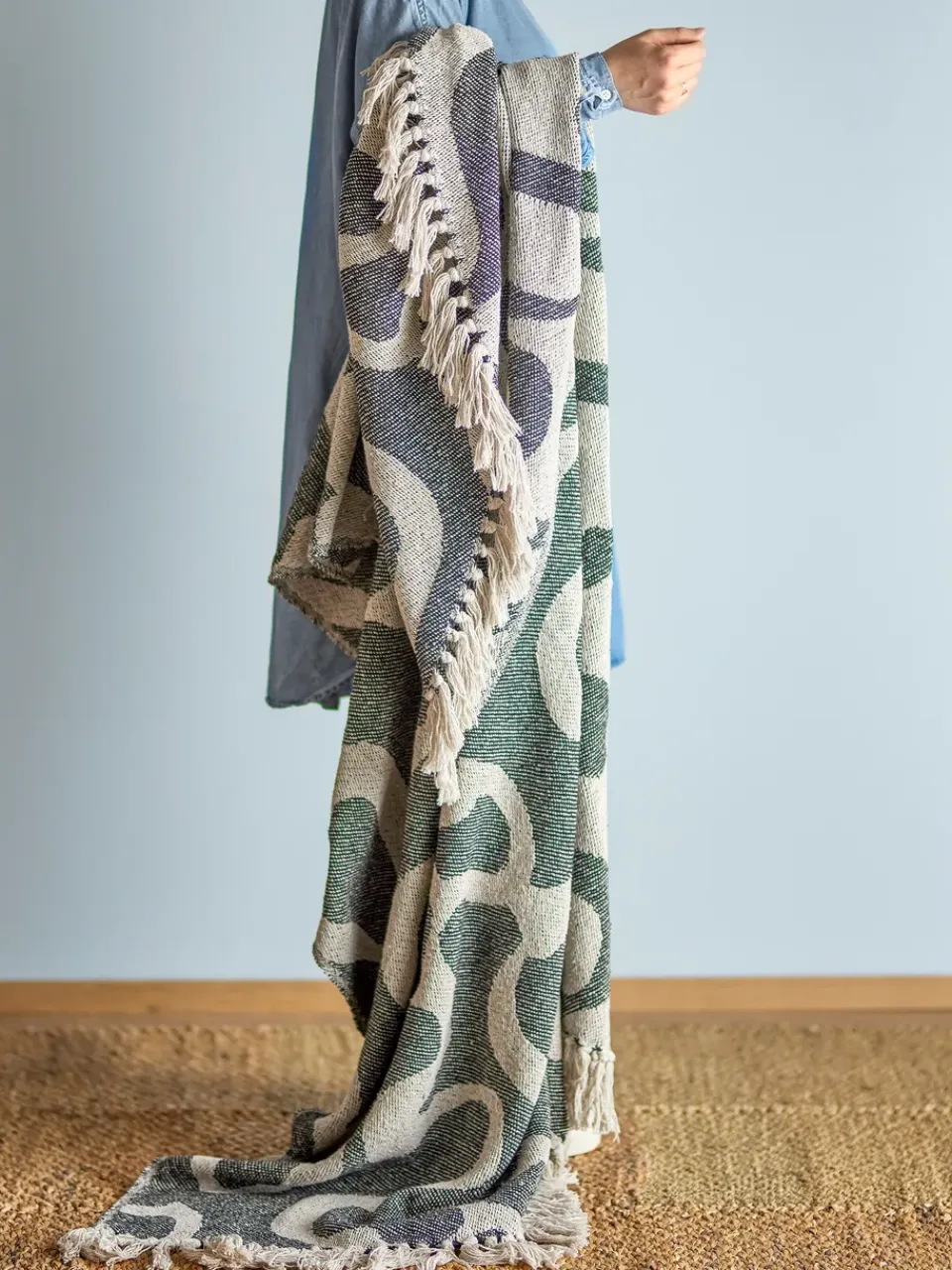 Online Bloomingville Salobre throw cotton 160x130 cm, Black
