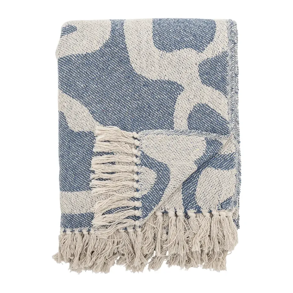 Cotton Blankets & Throws^Bloomingville Salobre throw cotton 160x130 cm, Blue
