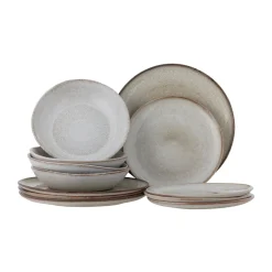 Table Settings & Starter Sets^Bloomingville Sandrine Dinnerware Set 12 Pieces, Nature White