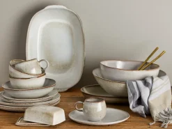 Table Settings & Starter Sets^Bloomingville Sandrine Dinnerware Set 12 Pieces, Nature White
