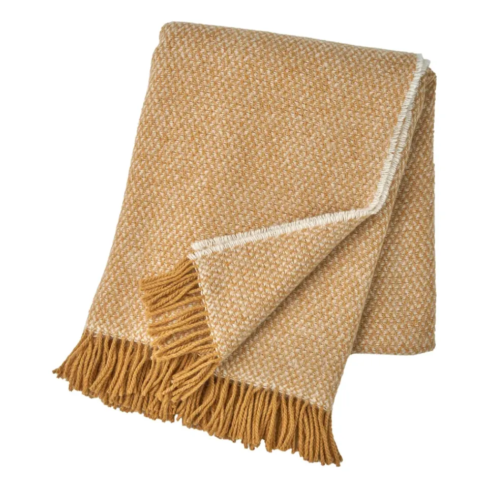 Wool Blankets & Throws^Scandi Living Sandstone wool throw 130x180 cm, Mustard Yellow