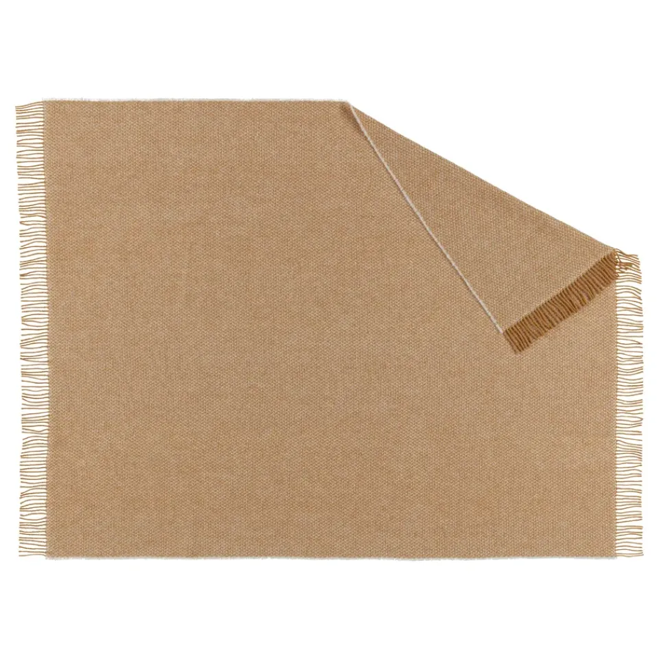 Wool Blankets & Throws^Scandi Living Sandstone wool throw 130x180 cm, Mustard Yellow