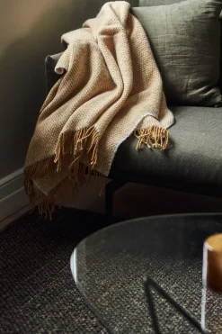 Wool Blankets & Throws^Scandi Living Sandstone wool throw 130x180 cm, Mustard Yellow