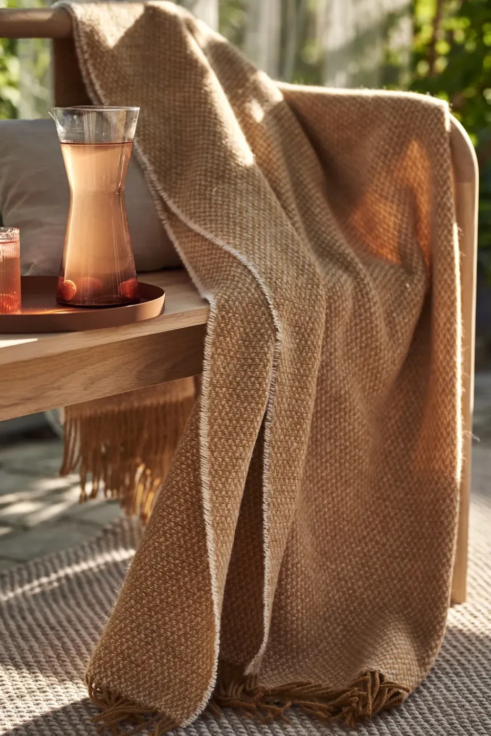 Wool Blankets & Throws^Scandi Living Sandstone wool throw 130x180 cm, Mustard Yellow