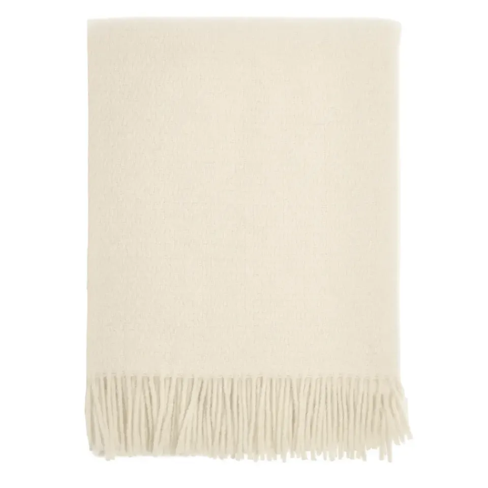 Wool Blankets & Throws^Scandi Living Sandstone wool throw 130x180 cm, Cream White