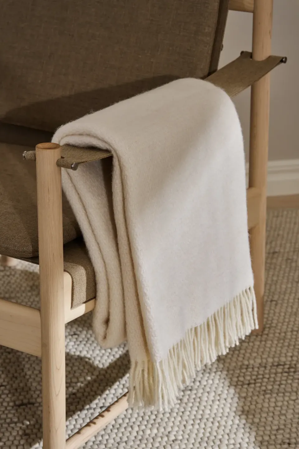 Wool Blankets & Throws^Scandi Living Sandstone wool throw 130x180 cm, Cream White