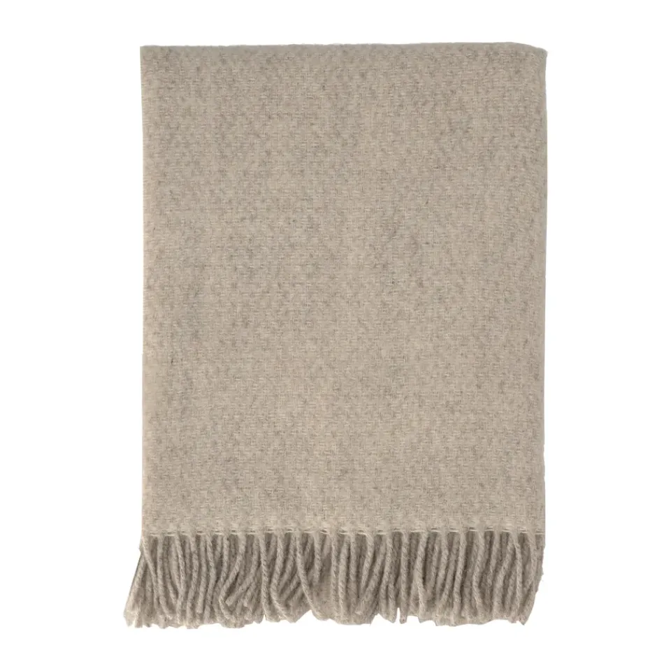 Clearance Scandi Living Sandstone wool throw 130x180 cm, Beige