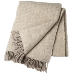 Clearance Scandi Living Sandstone wool throw 130x180 cm, Beige